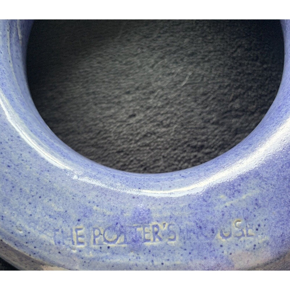 Vintage "The Potter's House" Folk Art Glazed Pottery Ring Flask Bottle - Picture 9 of 11